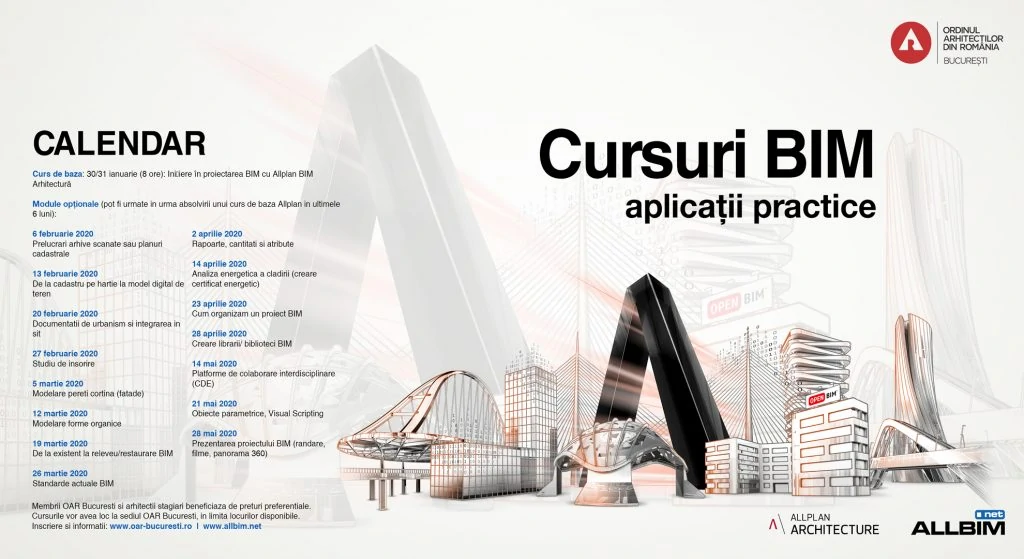 calendarul cursurilor BIM la OAR Bucuresti pe baza Allplan Architecture