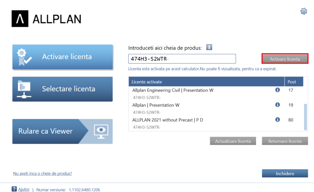 allmenu activare licenta