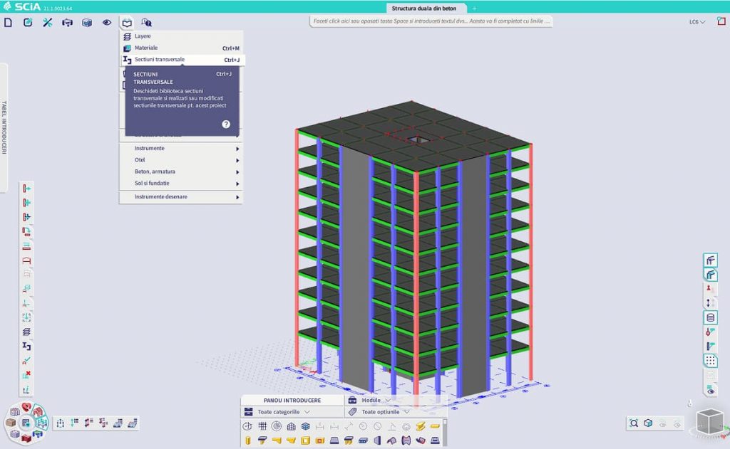 SCIA Engineer - Bilbioteci - Sectiunea transversala